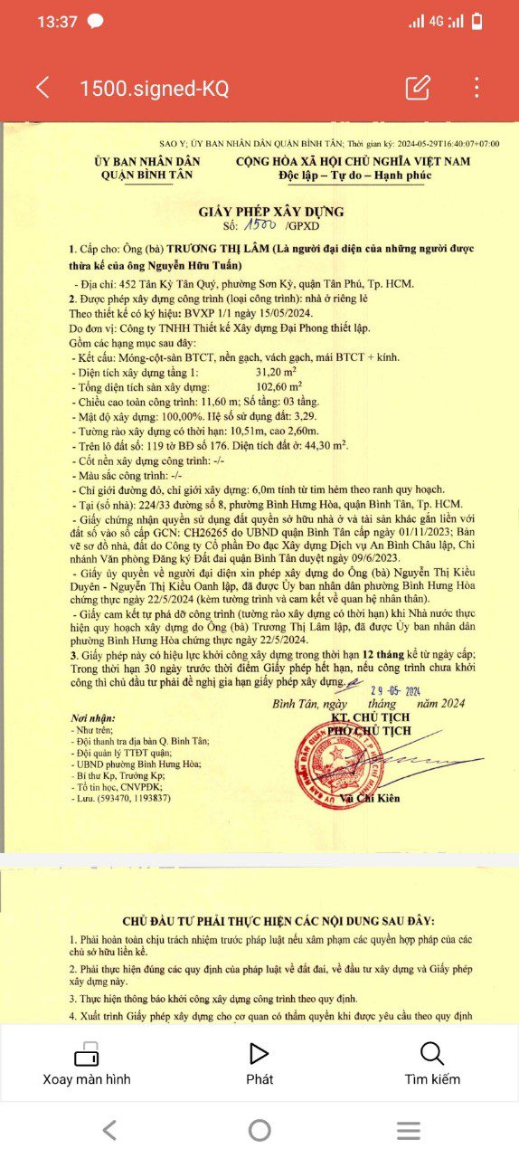 Xin phép xây dựng nhà Cô Lâm